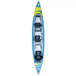 Aufblasbares Kajak Tahe Kayak Air Breeze Full HP3 -Camping Rabatt Geschäft draufsicht tahe kayak air breeze full hp3 kajak blaues gelbes aufblasbares von oben drei personen erwachsene familienkajak 1000 2 22479