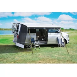 Markisen-Vorderwand DWT Happy Sun, Schwarz -Camping Rabatt Geschäft dwt markisenfrontwand happy sun schwarz hochrollbar 1000 4 23200