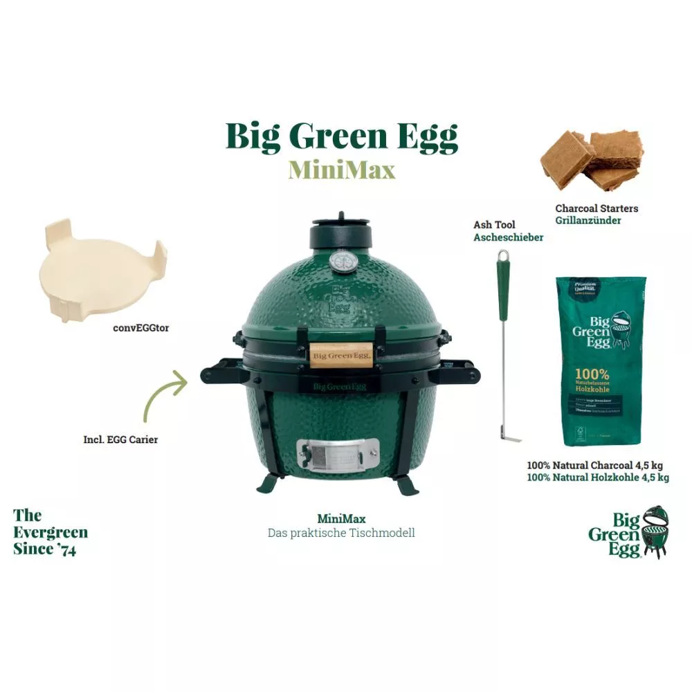 Holzkohlegrill Big Green Egg MiniMax Starter Paket 1 Holzkohlegrill Big Green Egg MiniMax Starter Paket