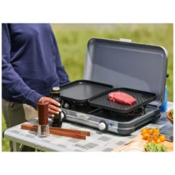 Campingkocher Campingaz Camping Kitchen 2 Grill & Go CV -Camping Rabatt Geschäft plancha grillplatte camping gasgrill campingaz camping kitchen 2 grill and go cv 1000 13 24718