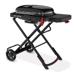 Weber Traveler, Stealth Edition | Ausstellungsstück -Camping Rabatt Geschäft traveler stealth edition schwarz rollwagen mobiler gas grill 1000 2 27742
